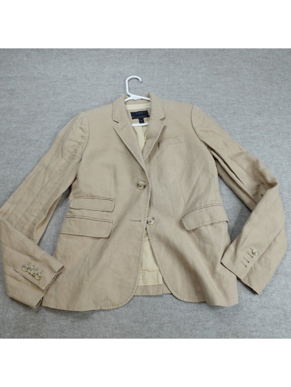 J. Crew Women's Schoolboy Blazer 6T Tall Beige Solid 100% Linen